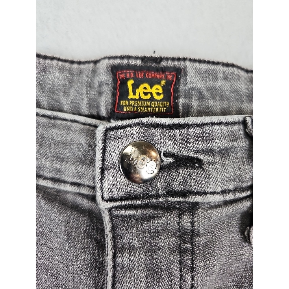 Lee Heritage Inspired Size 4 High Rise Flare Denim Jeans Slit Hem Dusty Black - Picture 5 of 10